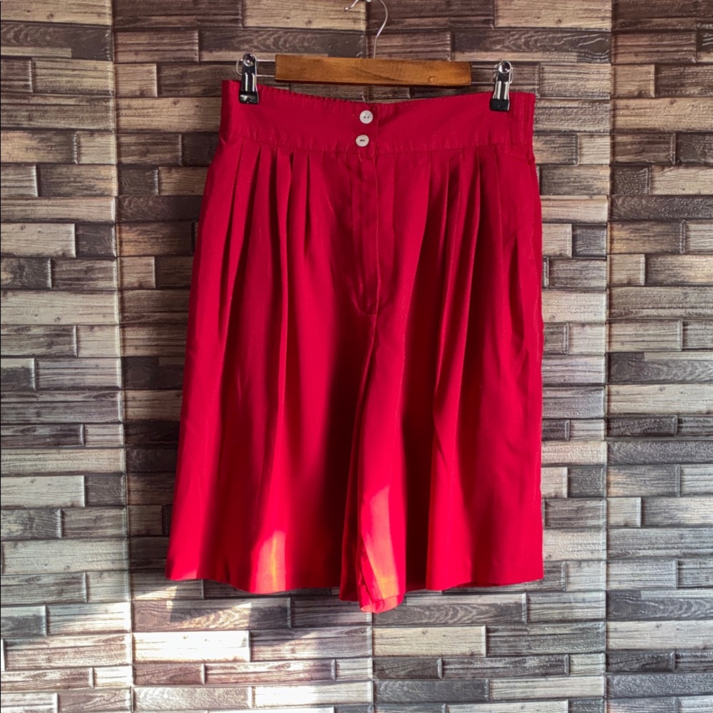 Vintage High Rise Elegant Kathie Lee Red Women's Pleated Shorts Size 6
